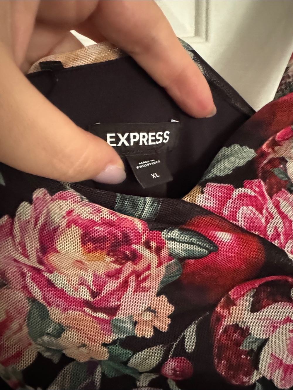 Express Black Floral Ruched Midi Dress - Picture 2 of 7